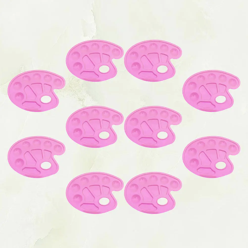 10Pcs Compact Washable Paint Palette Set Sturdy Plastic Color Mixing Tray for Artists Students Sketching Painting