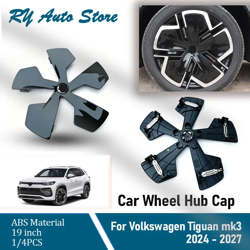 Car Wheel Hub Caps For Volkswagen Tiguan MK3 VW Tiguan L PRO CT1 2024-2027 19inch Black Decorative Wheel Tire Modification Parts