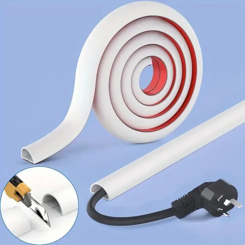Cable Hider & Cable Protection Cover, Self-Adhesive Cable Management Sleeve, PVC Insulated Wire Concealer for Wall & Floor