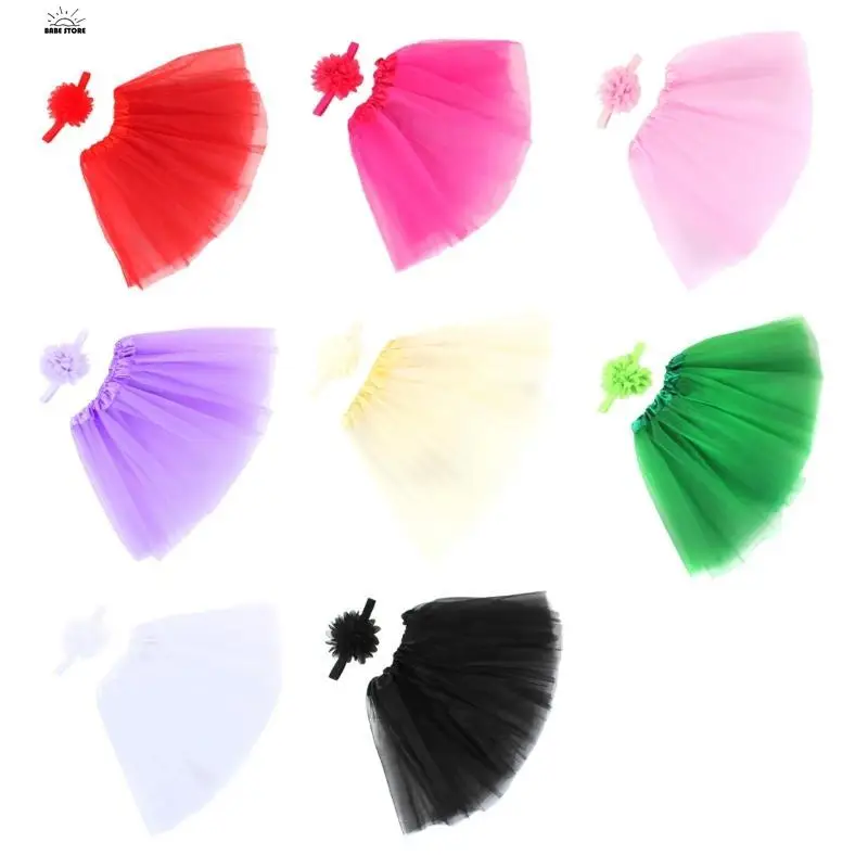 Infant Photograph Outfit Headband & Tulle Tutu Skirt Photo Studio Props Universal Baby Cosplay Costume Dress Shower Gift