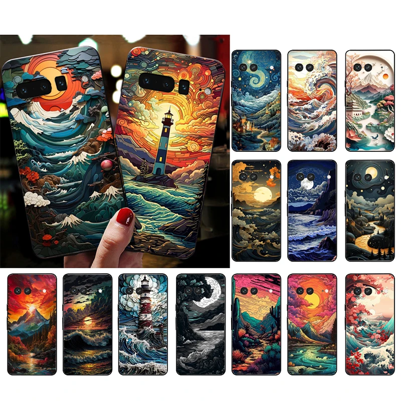 

Beautifull landscape Moon Wave Art Phone Case For Google Pixel 9 Pro XL 8 7 Pro 8A 7A 7 6A 6 Pro Pixel 4 3 XL 5 6 4A