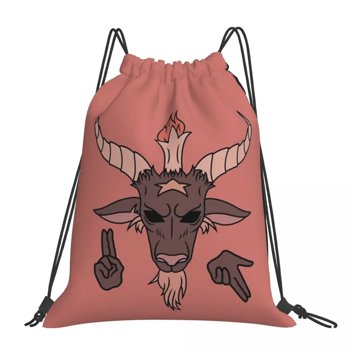 

Baphomet Satanic Goat Backpacks Portable Drawstring Bags Drawstring Bundle Pocket Sports Bag Book Bags For Man Woman School