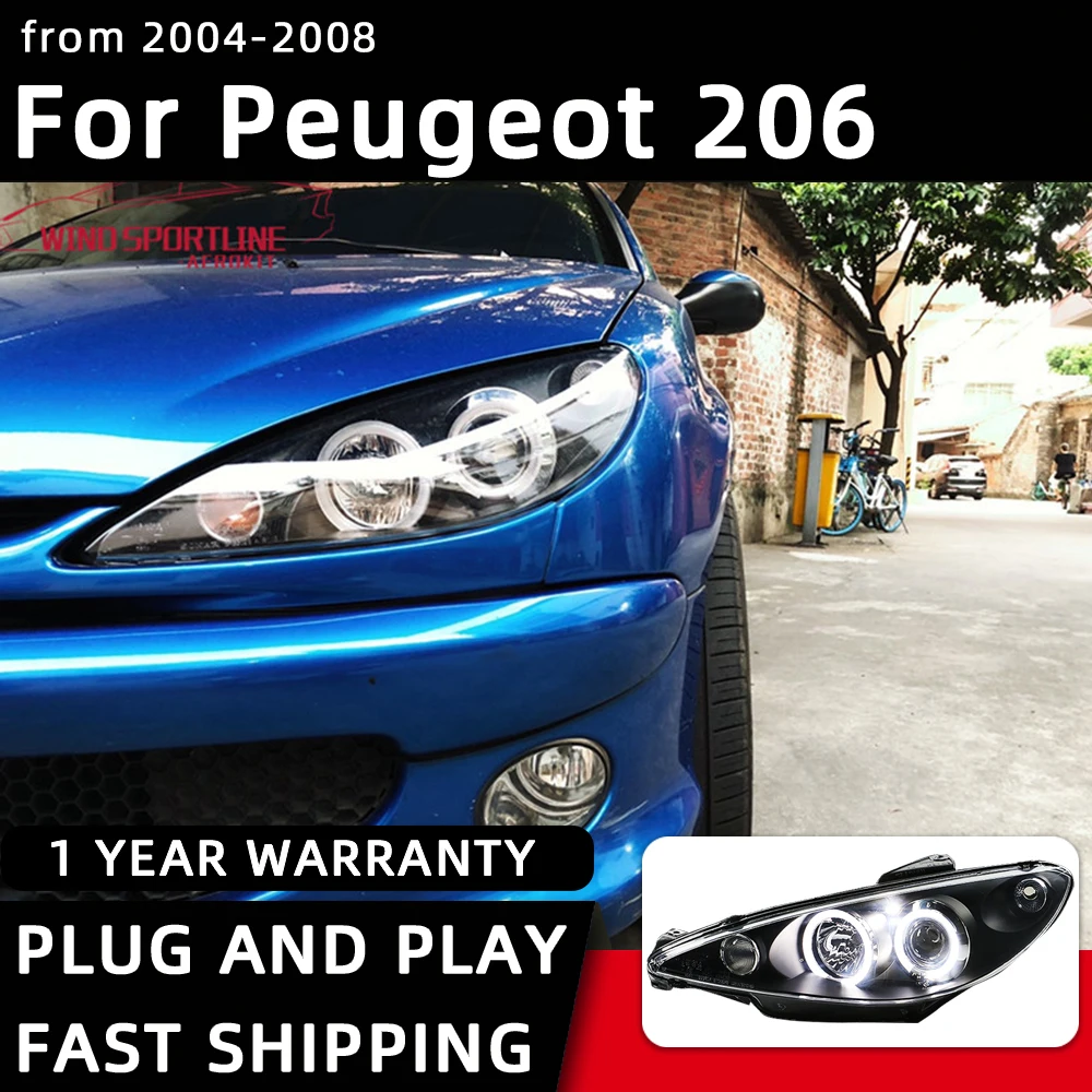 Car Styling Headlights for Peugeot 206 LED Headlight 2004-2008 Head Lamp DRL Signal Projector Lens Automotive Accessories