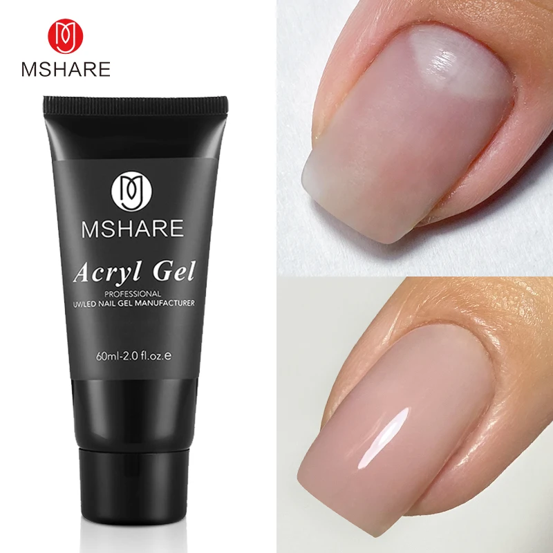 MSHARE Poly-Nagelverlängerungsgel, TPO, ohne Hema, milchig-weiße Nägel, 60 g, Nagelverlängerung, Tarnung, schnelles Aufbau, Finger, 60 ml