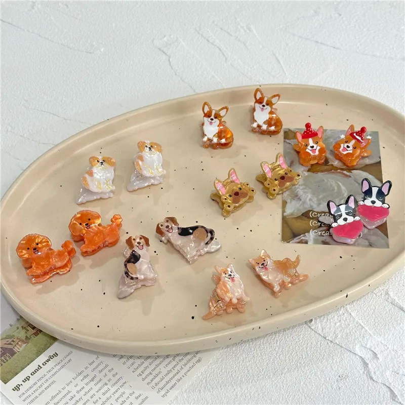 2 stks/partij Cartoon Fun Animal Kleine Grab Clip Imitatie Corgi Franse Bulldog Shiba Inu Honden Pony Klauw Leuke Vrouwen Haaraccessoires