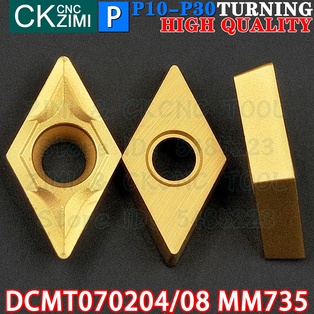 DCMT070204 MM735 DCMT070208 MM735 DCMT21.51 DCMT21.52 MM735 Sisipan Karbida Alat Sisipan Pembalik Internal Eksternal Alat Pemotong Bubut Logam CNC DCMT 0702 DCMT0702 Alat pertukangan
