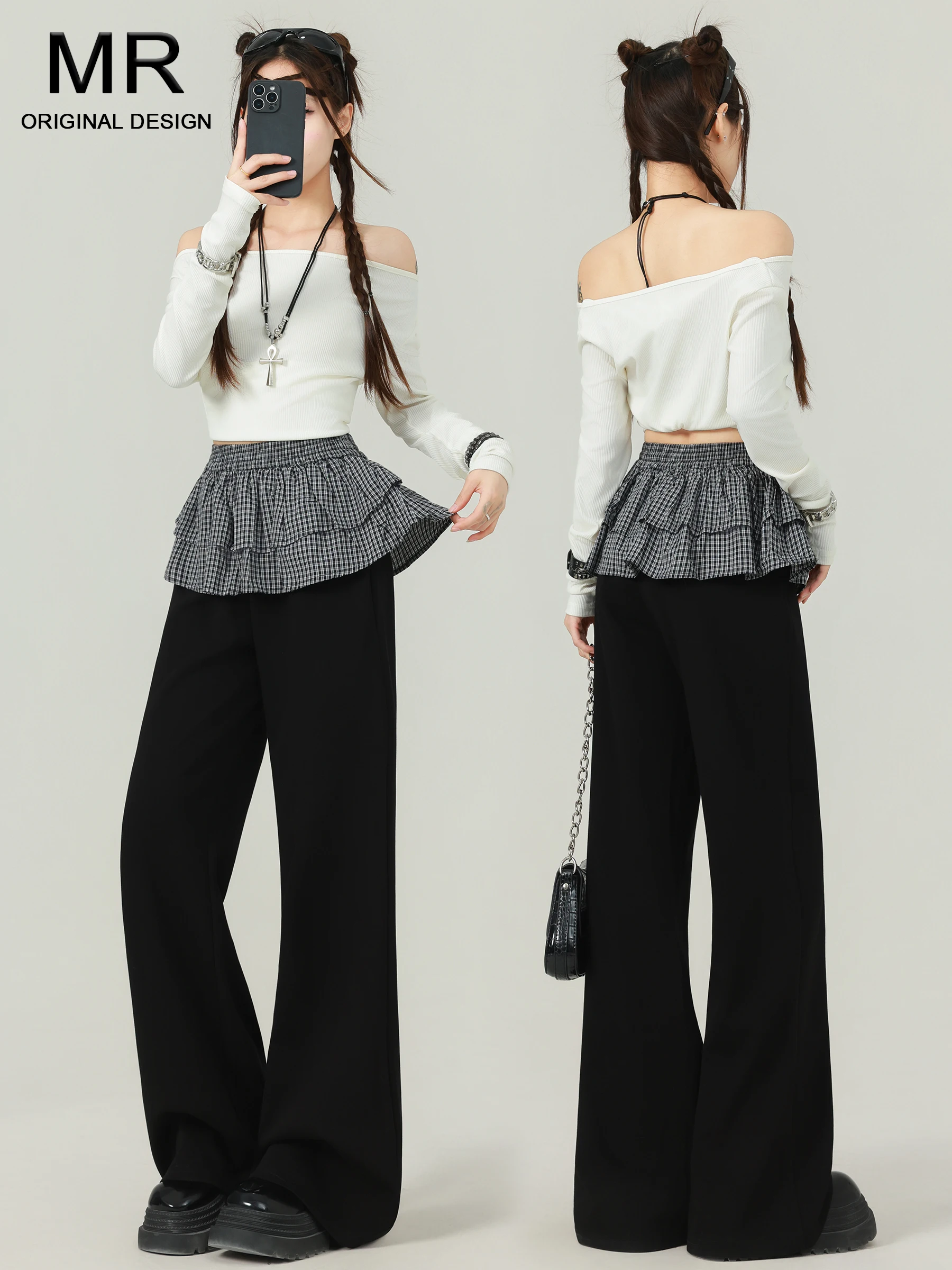 pantaloni-casual-da-donna-a-vita-alta-con-inserti-a-quadri-stile-balletto-nuovi-pantaloni-invernali-a-zampa-d'elefante-lunghi-fino-al-pavimento-gamba-dritta