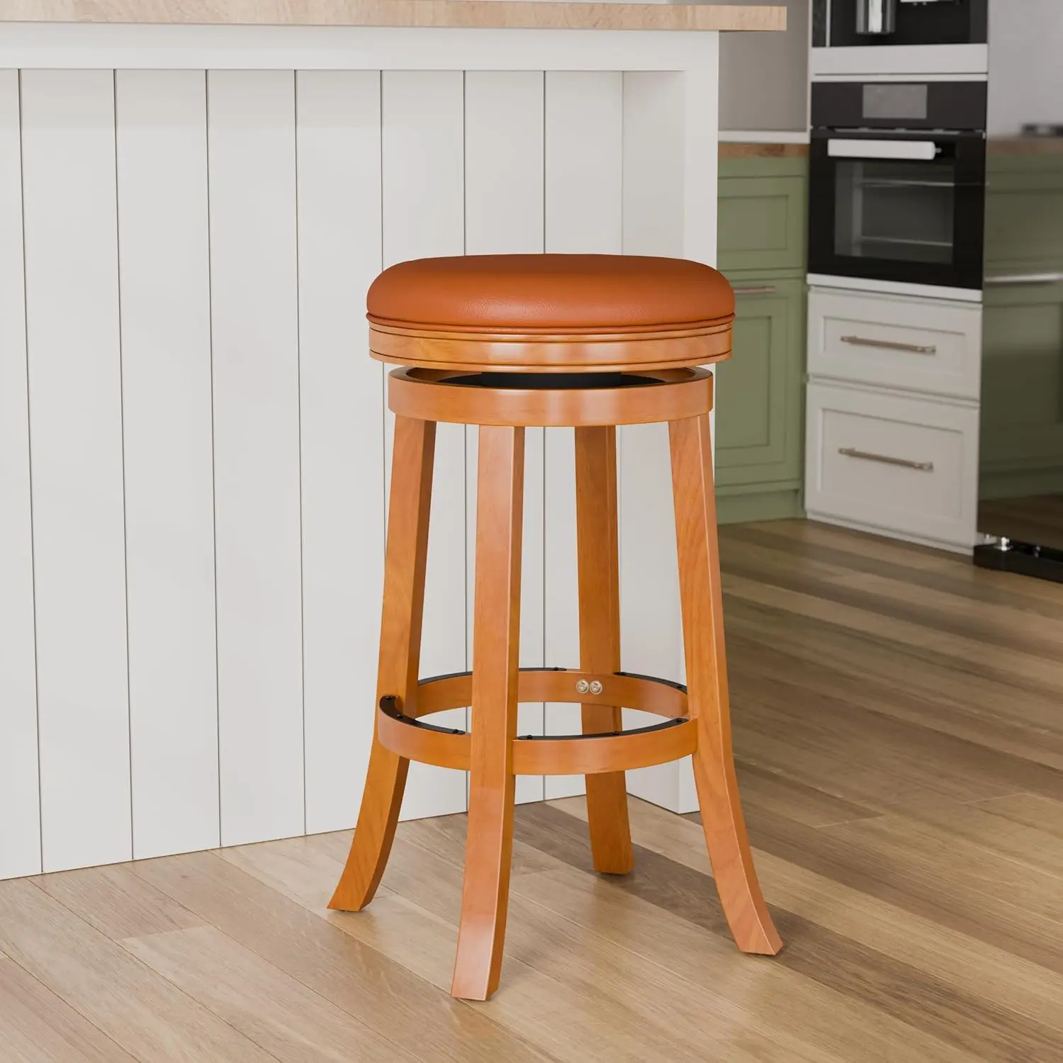 DTY Indoor Living Creede Backless Swivel Stool, Natural Finish, 30