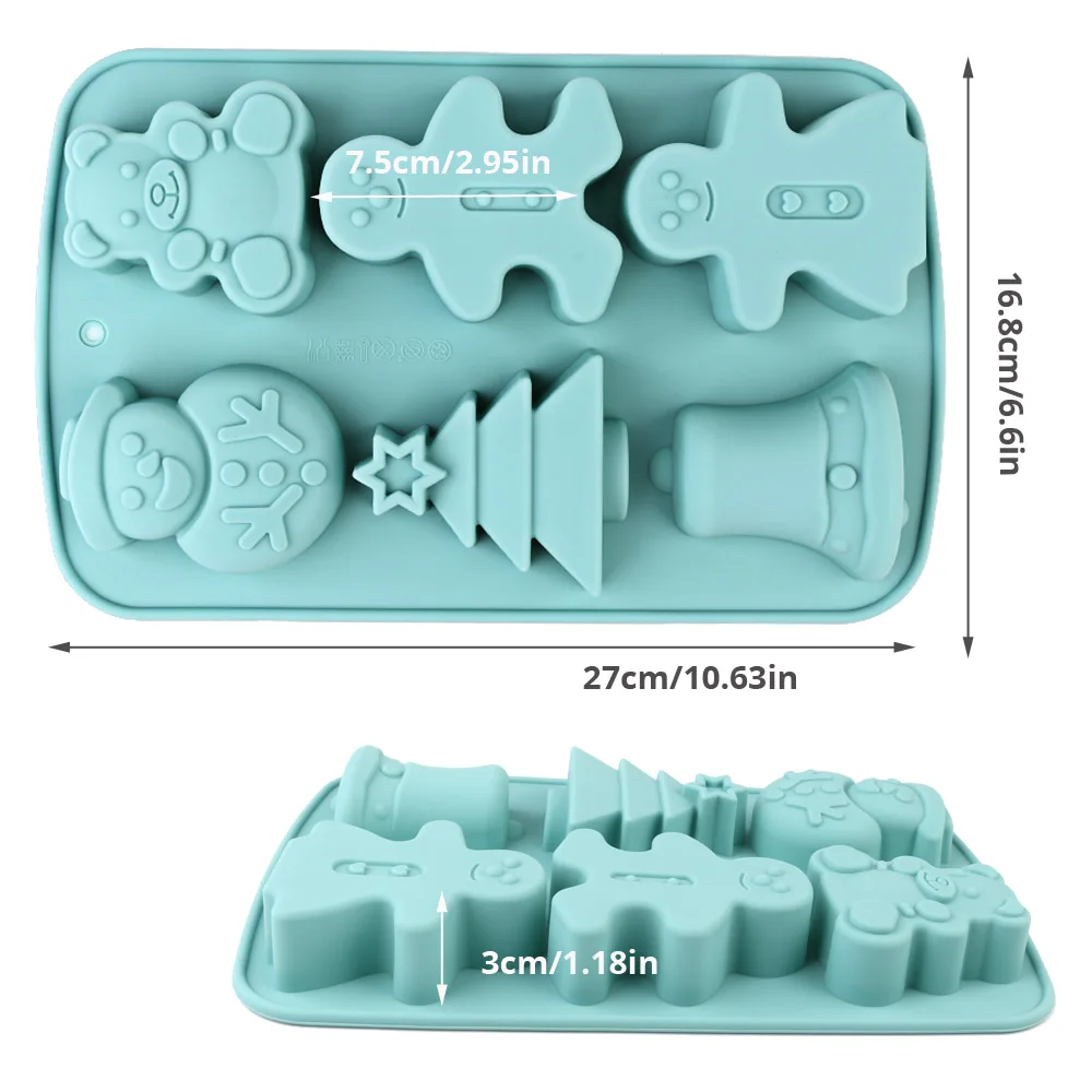 Christmas-Themed Silicone Baking Molds, Including Gingerbread Men, Christmas Trees, Snowmen and Other Shapes, Non-Stick and Easy to Demold, Food-Grade Silicone, Can Be Used to Make Cupcakes, Chocolate, Candy, Etc., Hol - view 2