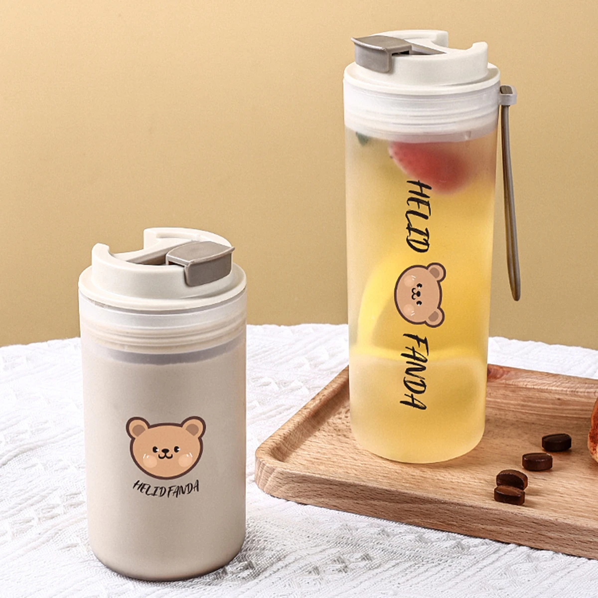 WORTHBUY Clear Plastic Water Bottle With Rope Travel Sport Water Cup Kids Portable Leak Proof Heat-resistant Milk Coffee Cup