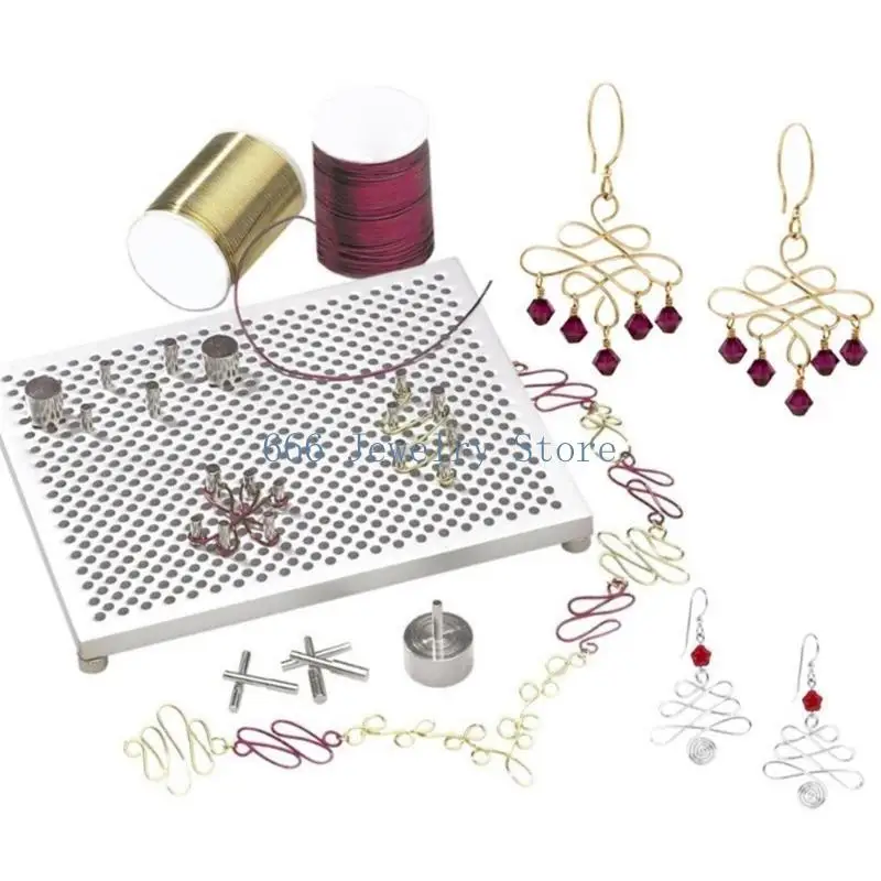 F2TD Versatile Wire Bending Tools Iron Jewelry Wire Bending Jig Set with Metal Pegs Perfect Gift for Artists and Crafters