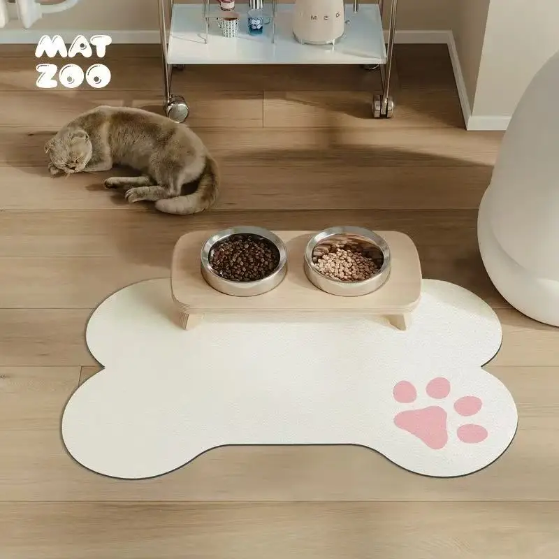 Vikama pet placenta tigela de arroz tigela de cachorro absorvente de água antiderrapante e fácil de manter tapete de chão comida de gato e tapete de comida de cachorro