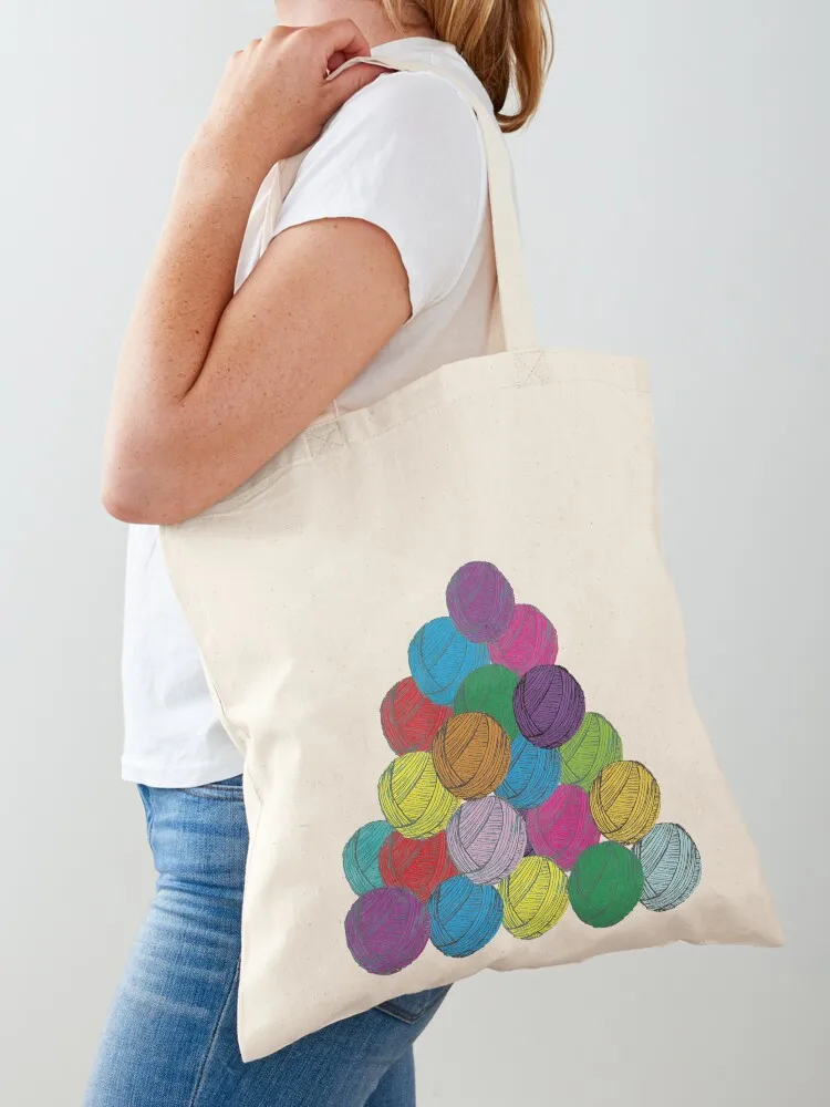 

A colourful, joyful pile of yarn/wool for all things knitting, crochet and weaving Tote Bag Custom bag foldable reusable bag