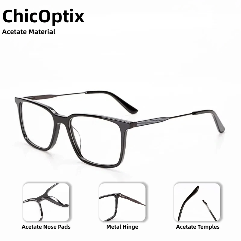 

Retro Art Men's Optical Eyeglasses Fashion Classic Women's High Quality Acetate Frames with Clear Lenses Metal Hinges