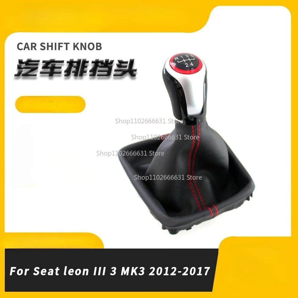 New MT Lever Change Knob with Gaiter Boot Cover For SEAT Leon III 3 MK3 2012 2013 2014 2015 2016 2017 Gear Shift Knob 5/6 Speed