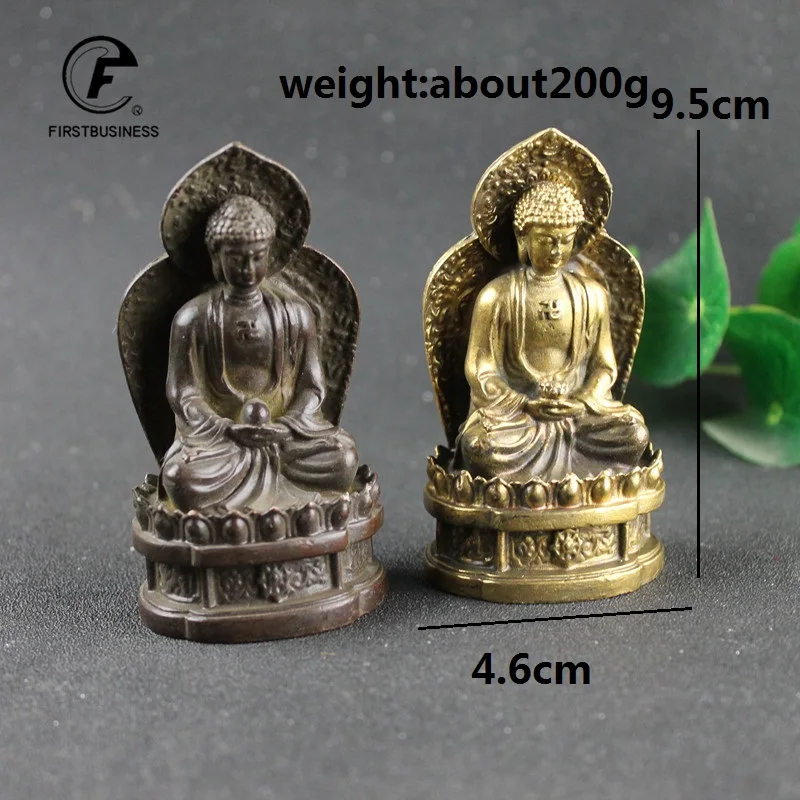 Retro Copper Tathagata Buddha Statue Home Decoration Brass Sculpture Retro Living Room Office Desk Ornament Miniatures Figurines