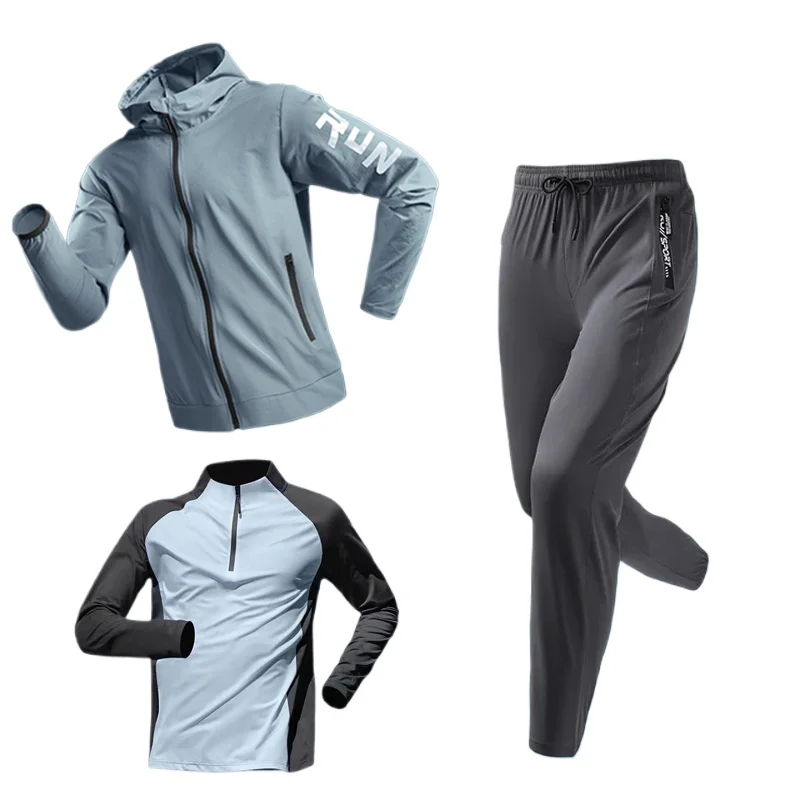 

Men's Three-piece Set Spring Summer Running Quick-Dry Sportswear Cycling Jacket Fitness Casual Athletes Outdoor Training Apparel
