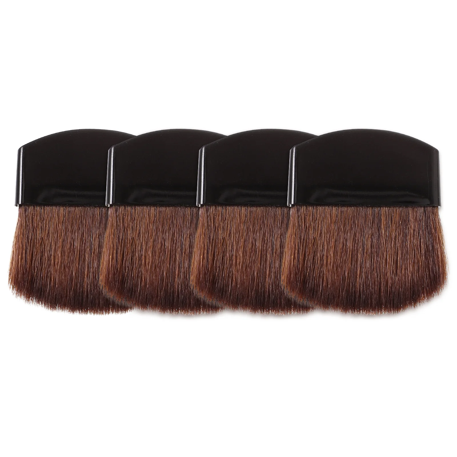 4 Pcs Semi-circular Square Flake Flat Powder Brush Blush Mini Makeup 4pcs (black Handle Brown Hair) for Small Sunscreen Face