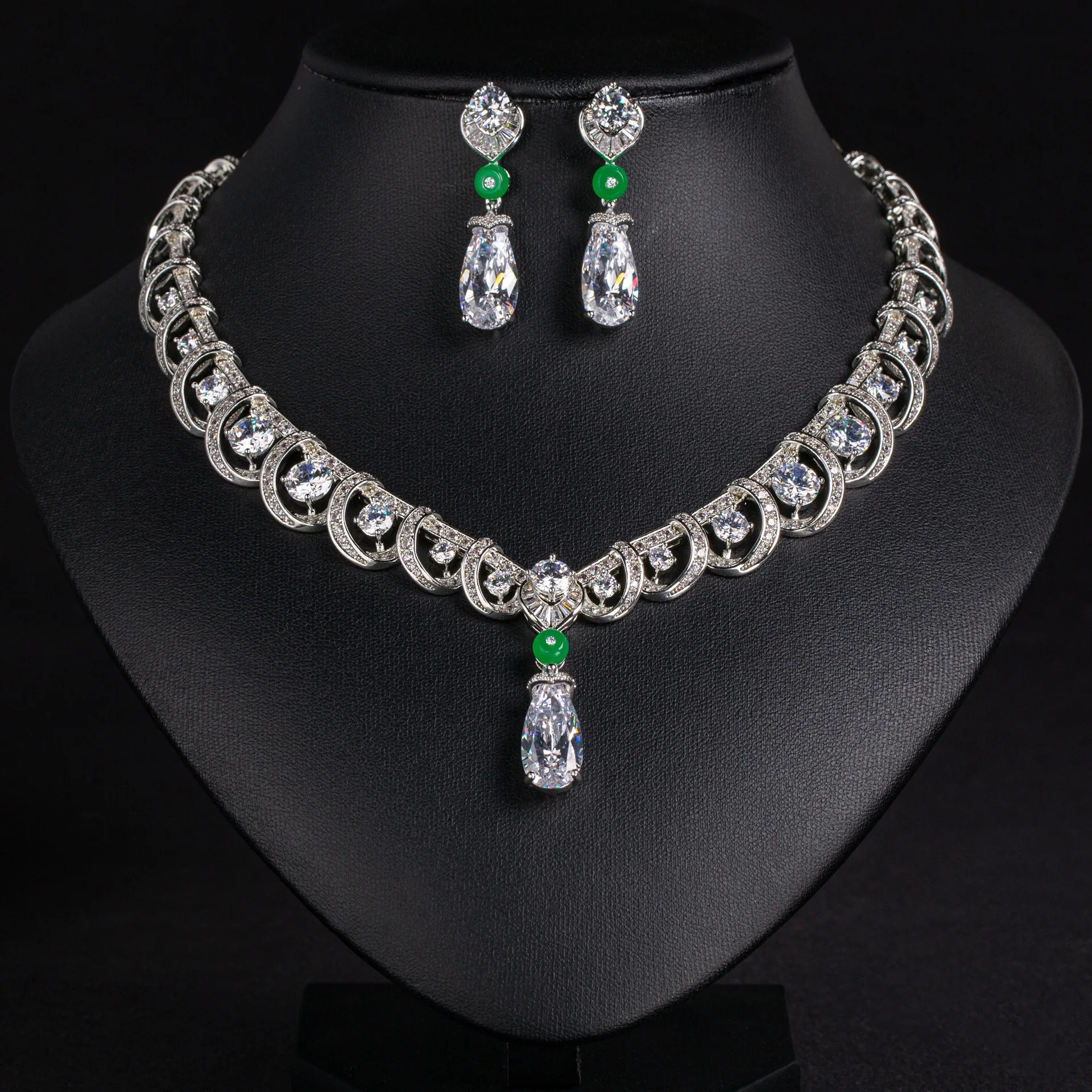 Fashion Luxury Multi-Color Necklace Earrings Set Women Elegant Niche Jewelry Daily Bridal Wedding Travel Party Gift M-1075