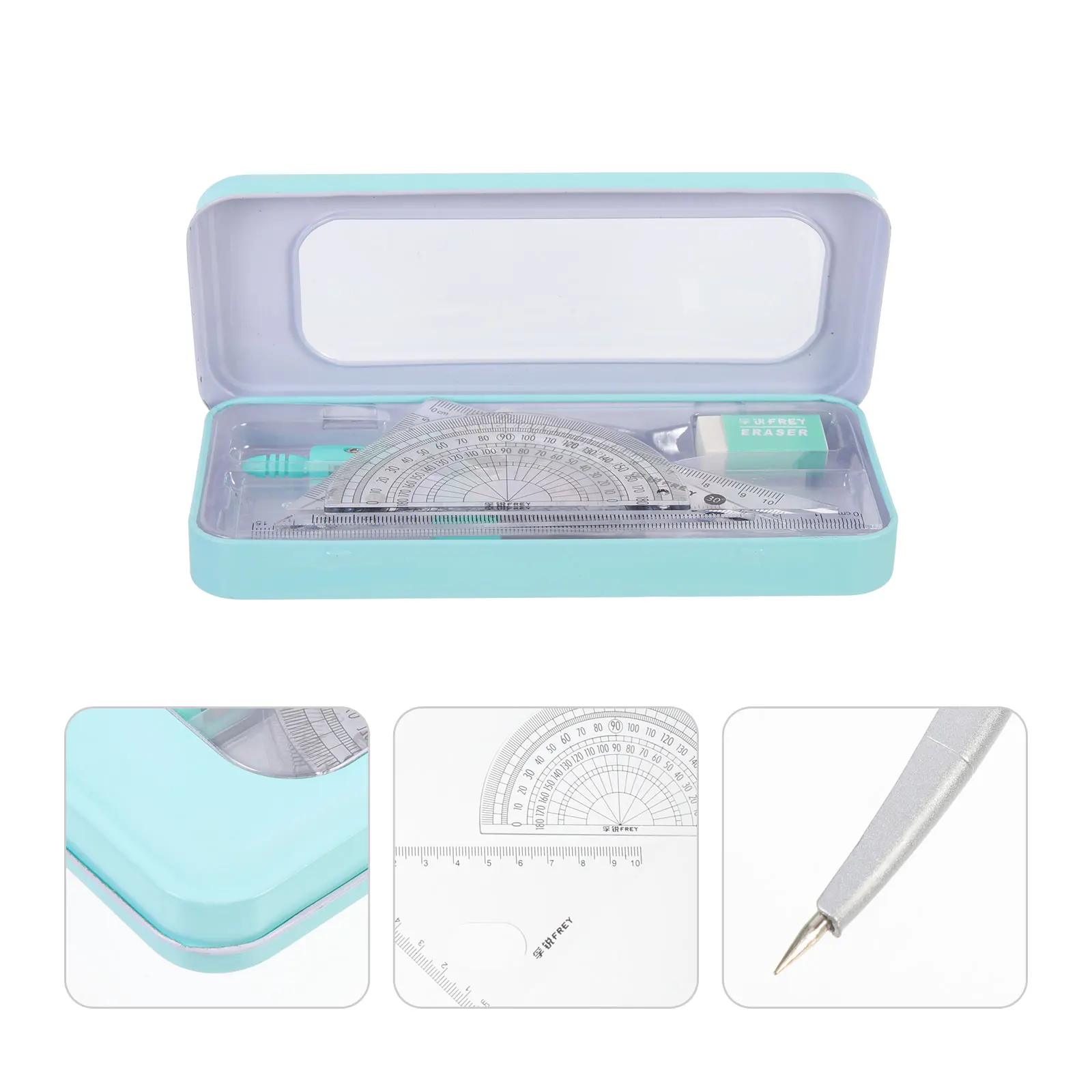1 set 1 Set Drawing Compass Toolkit Geometry Set Measuring Tools School Supply Engineering Drafting Kit Student Stationery Ruler