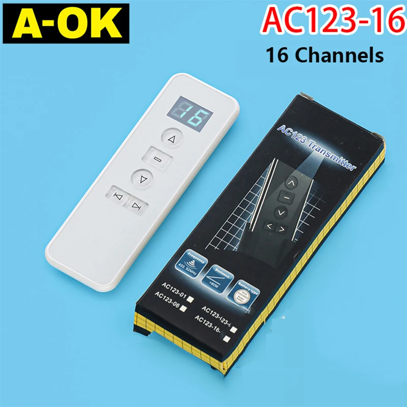 A-OK AC123-16 seize canaux maison intelligente rideau électrique ouverture et fermeture 433 télécommande