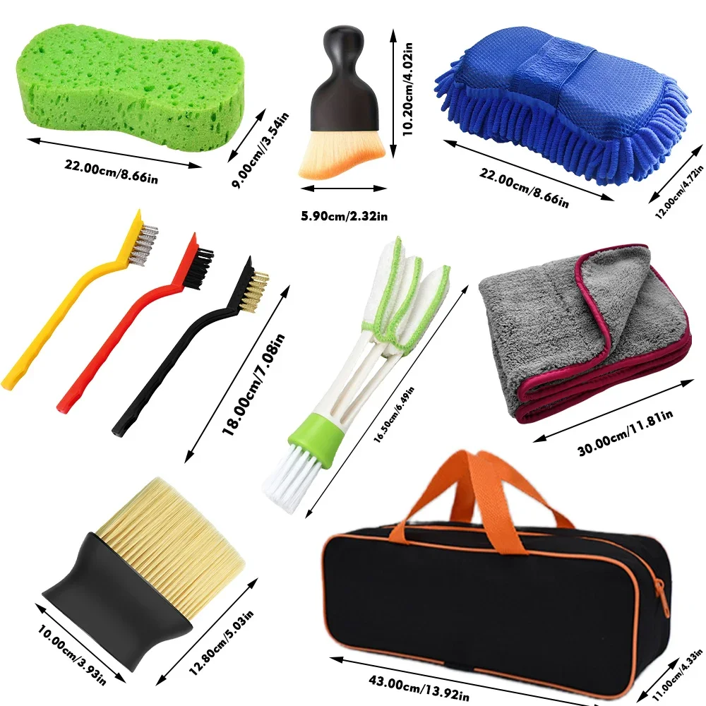 11 Piece Car Air Conditioning Outlet Gap Detail Brush Set Auto Interior Cleaning Tool Kit for Vehicle Detailing