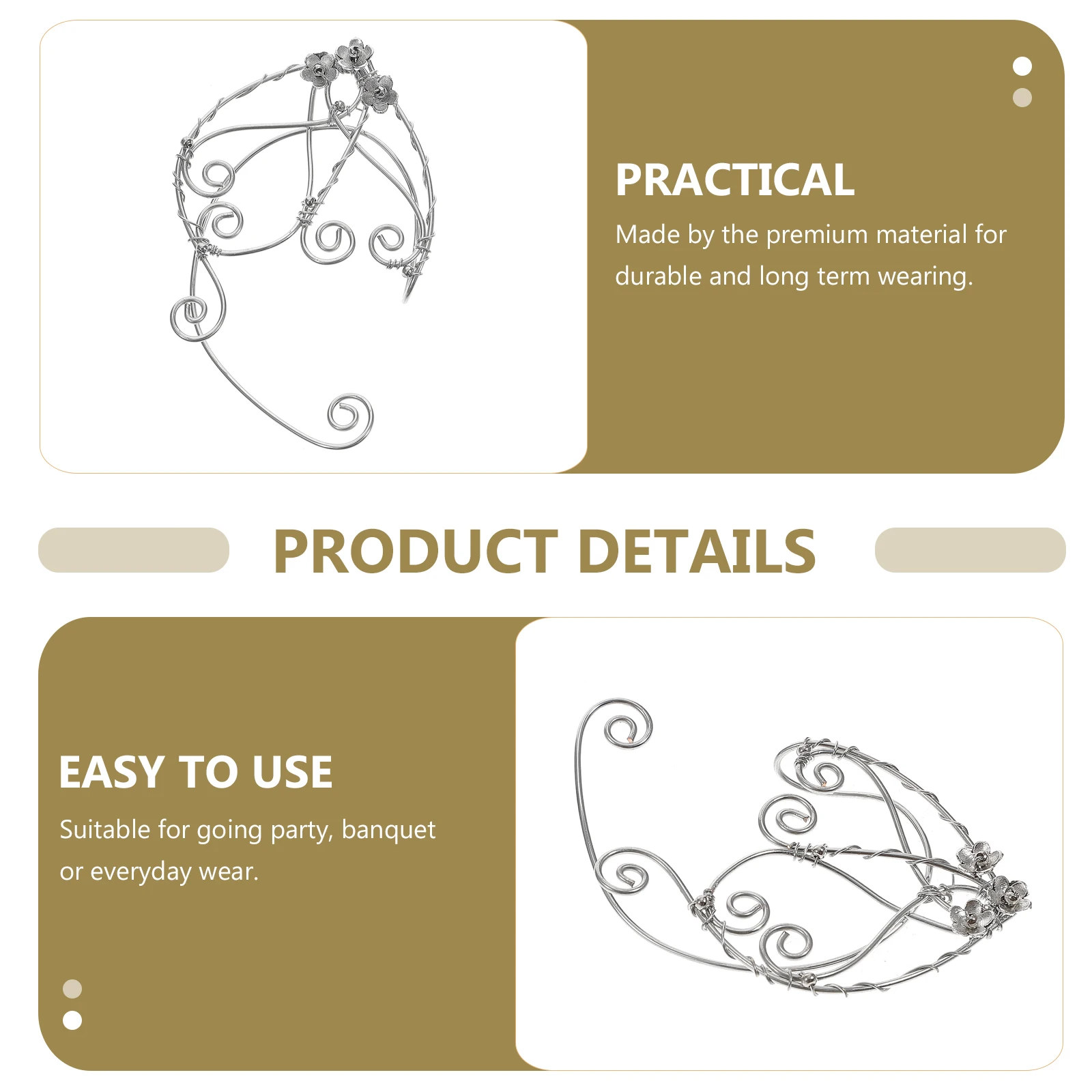 

2 Pcs Ear Earrings Women Hoop Woman Clip Exquisite Trendy Fashion for Accessory Cuffs Miss
