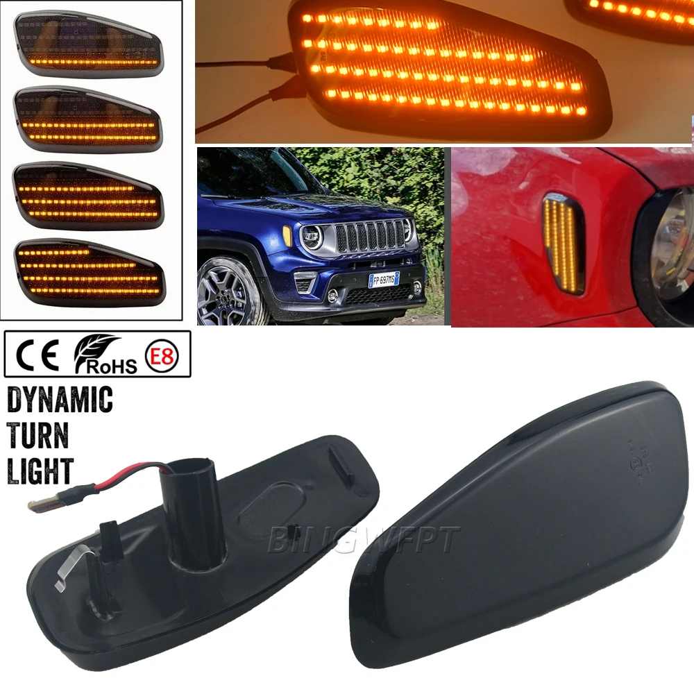 LED Side Marker Lights Turn Signal Light Sequential Blinker Lamp Amber For Jeep Renegade 2014 2015 2016 2017 2018 2019 2020 2021