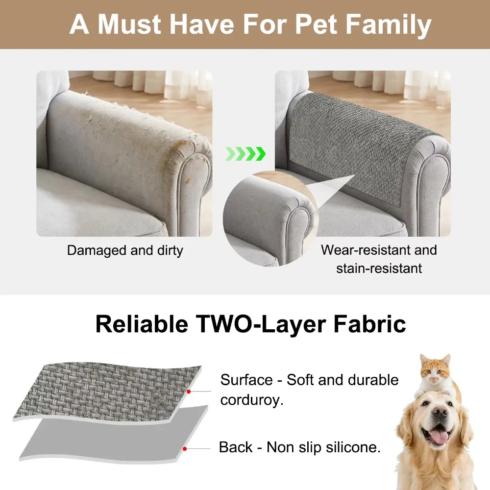1pc New Non-Slip Sofa Arm Covers Durable Practical Recliner Arm Covers Washable Furniture Arm Protectors L Shape Chair