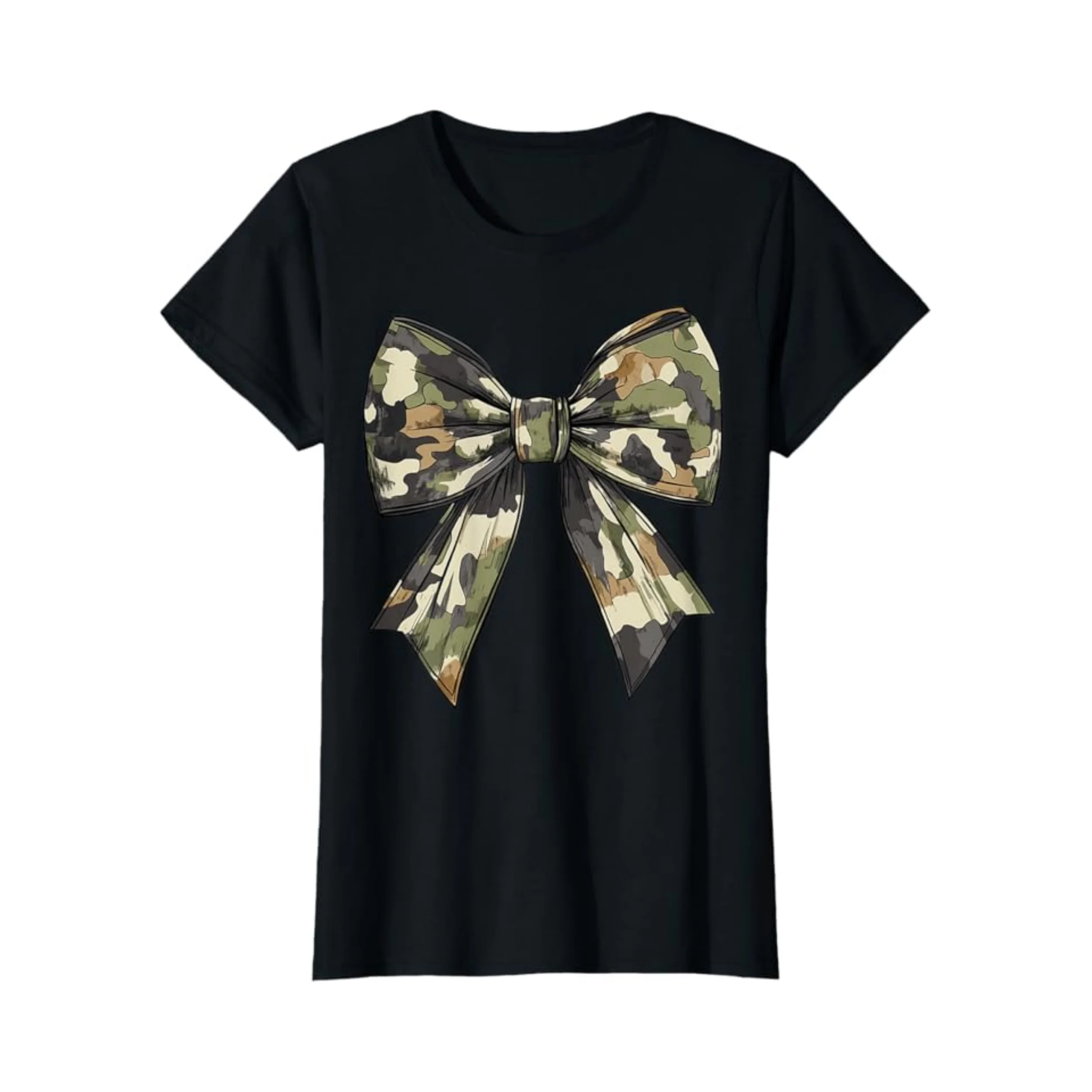 Camouflage Old Camo Bow Camo Coquette Bow Hunting Women Girl T-Shirt 100% Cotton New T-Shirt Short Sleeve Fall Tee Top 01232