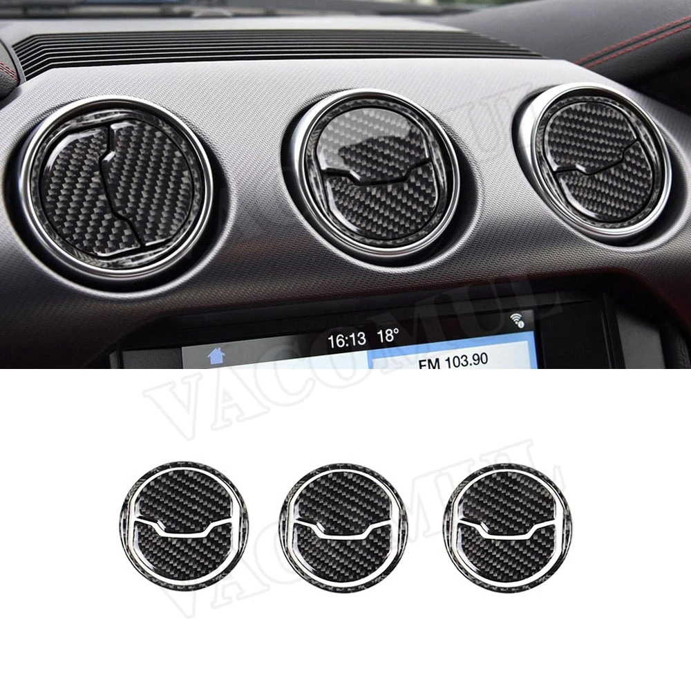 

Carbon Fiber Interior Dashboard Central Air Outlet Vent Trim Frame Covers Mouldings Stickers For Ford Mustang 2015 -2019