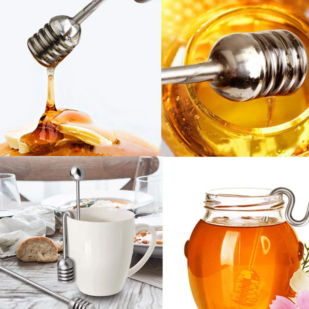 

Stainless Steel Honey Stirrer Spoon Syrup Stick Viscous Liquid Dispenser Leakproof Honey Pot Jar Wedding Party Favor For