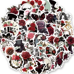 50PCS Punk Rose Skull Stickers Exquisite Handbooks Material Phone Cases Laptop Suitcases Water Cups Waterproof Stickers