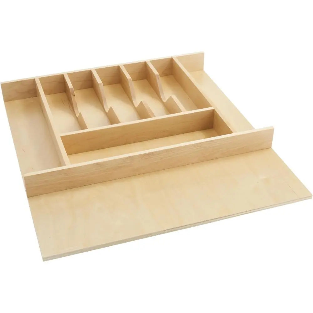 Trim-to-Custom-it Silverware Der Organizer or Kitchen Utensil Cutlery Cabinet Storage, Natural Maple Wood 9 Comparent Tray Inser