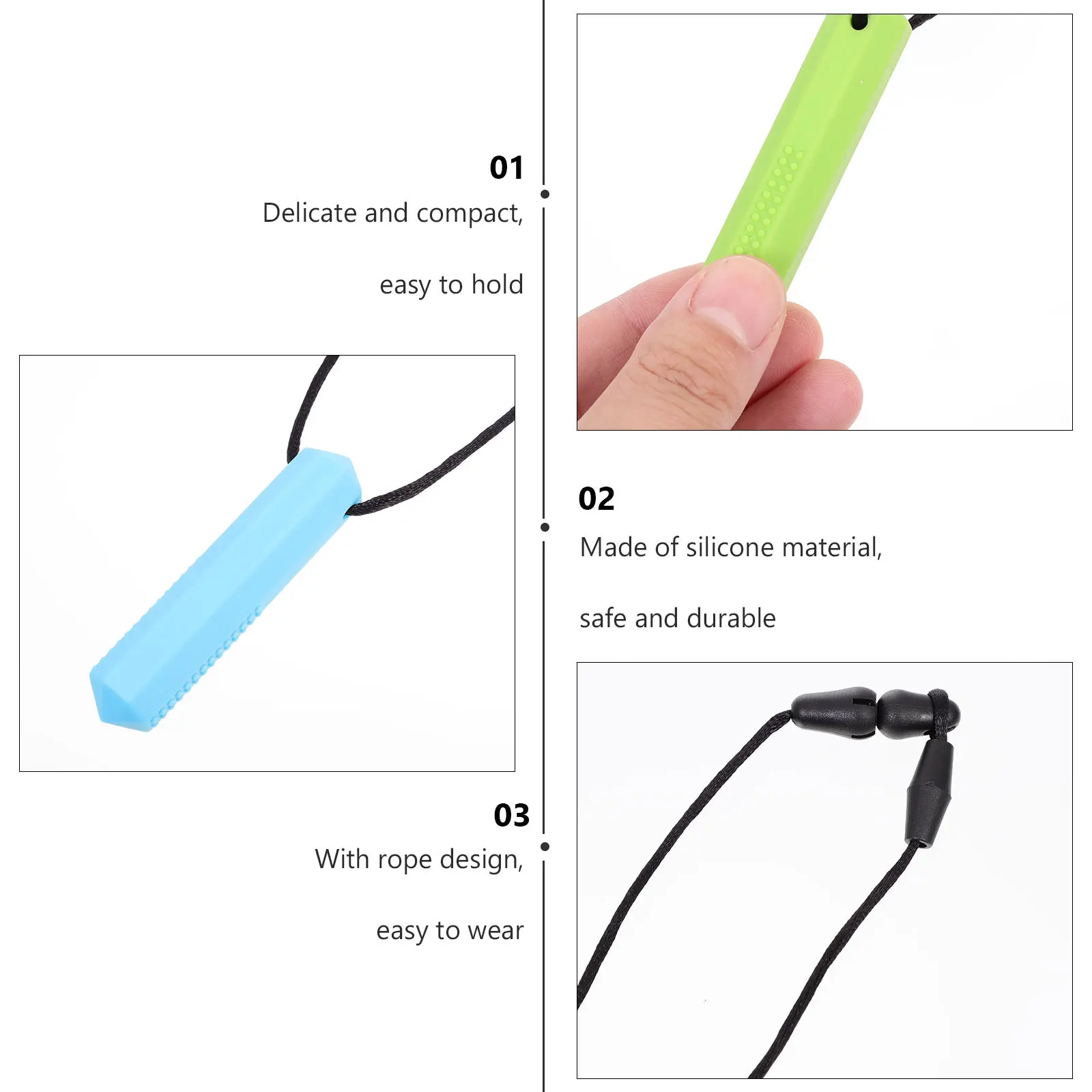 Pendentifs de dentition en Silicone pour bébé, 3 pièces, collier à mâcher léger, résistant aux morsures, soulagement de la mastication pour bébé