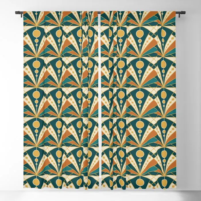 Art Deco (Green, Rusty And Gold) Blackout Curtains 3D Print Window Curtains For Bedroom Living Room Decor Window Treatments