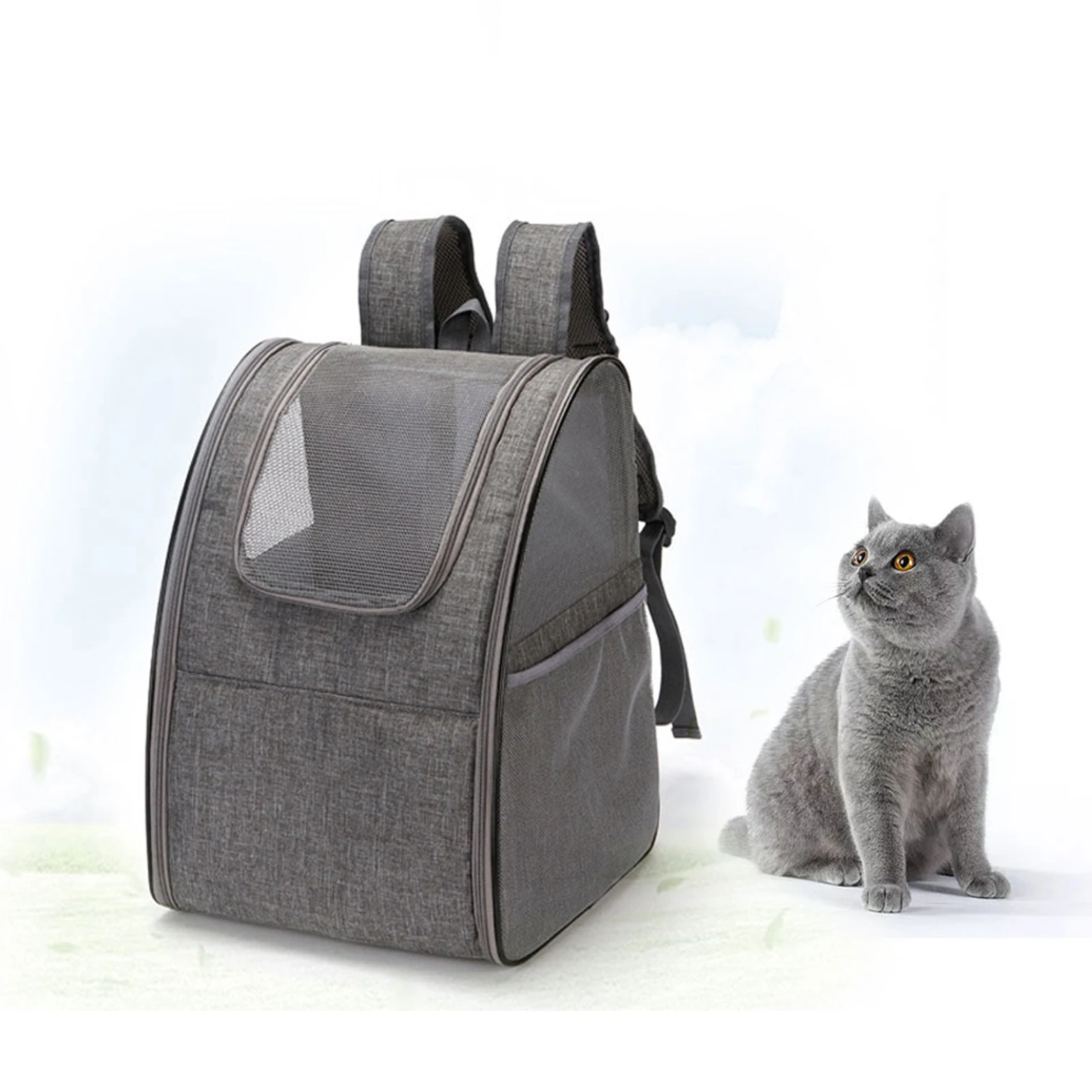 Pet Carrier for Cats and Dogs Portable Dog Cat Breathable Rucksack with Front Opening-Mesh Window-Pockets Traveler Backpack