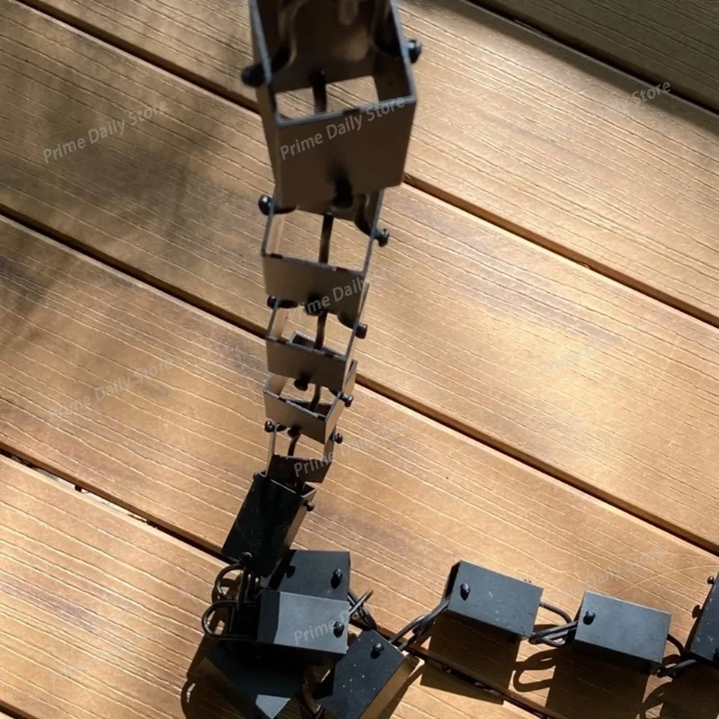 Rectangular Anti-rust Rain Chain Kit, Equipped with Gutter Connector, Decorative Replacement for Roof Downspouts