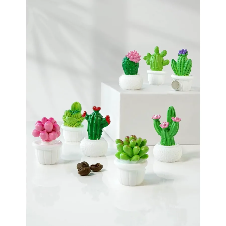 Cactus Fridge Magnets Cute Refrigerator Magnets 3D Plant Decorative Magnets for Office Kitchen Locker 8PCS