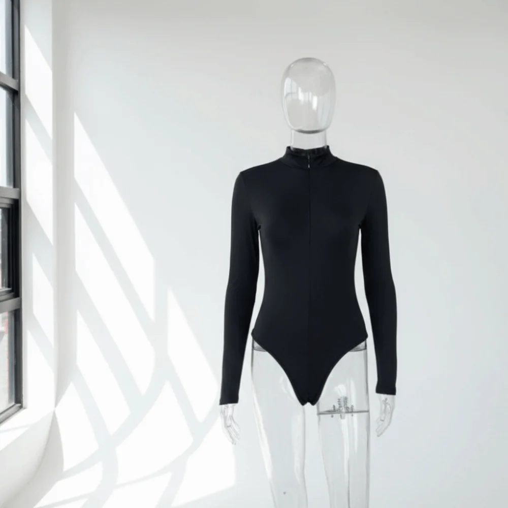 

Модное нижнее белье, облегающее корректирующее белье, бесшовные боди на молнии с длинными рукавами и воротником-стойкой, нижняя рубашка, комбинезон для йоги, летний