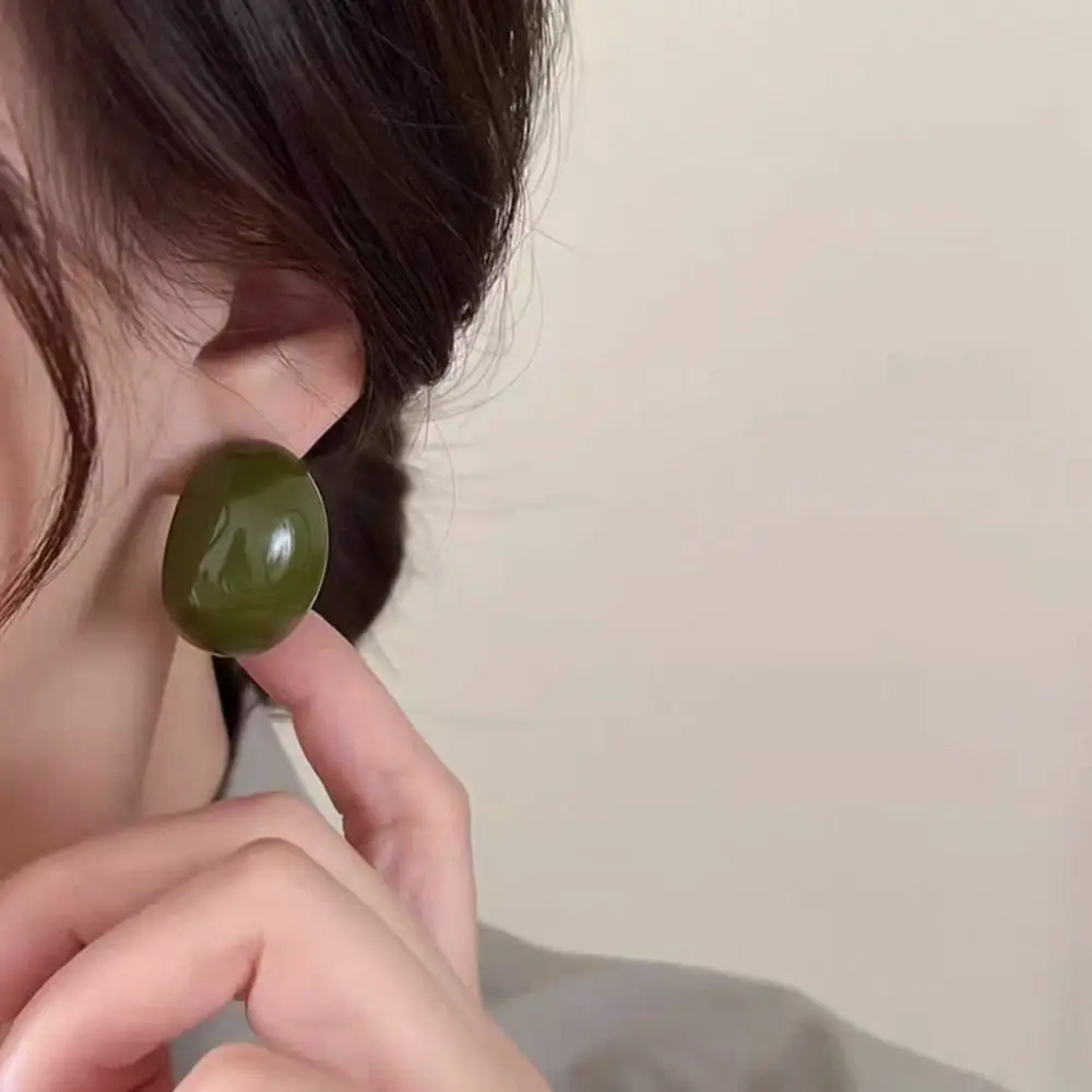 Acrylic Resin Semi-Circle Earrings Vintage Trendy Chunky Ellipse Ear Studs Geometric Exquisite Drop Pendant Earrings Lady/Gifts