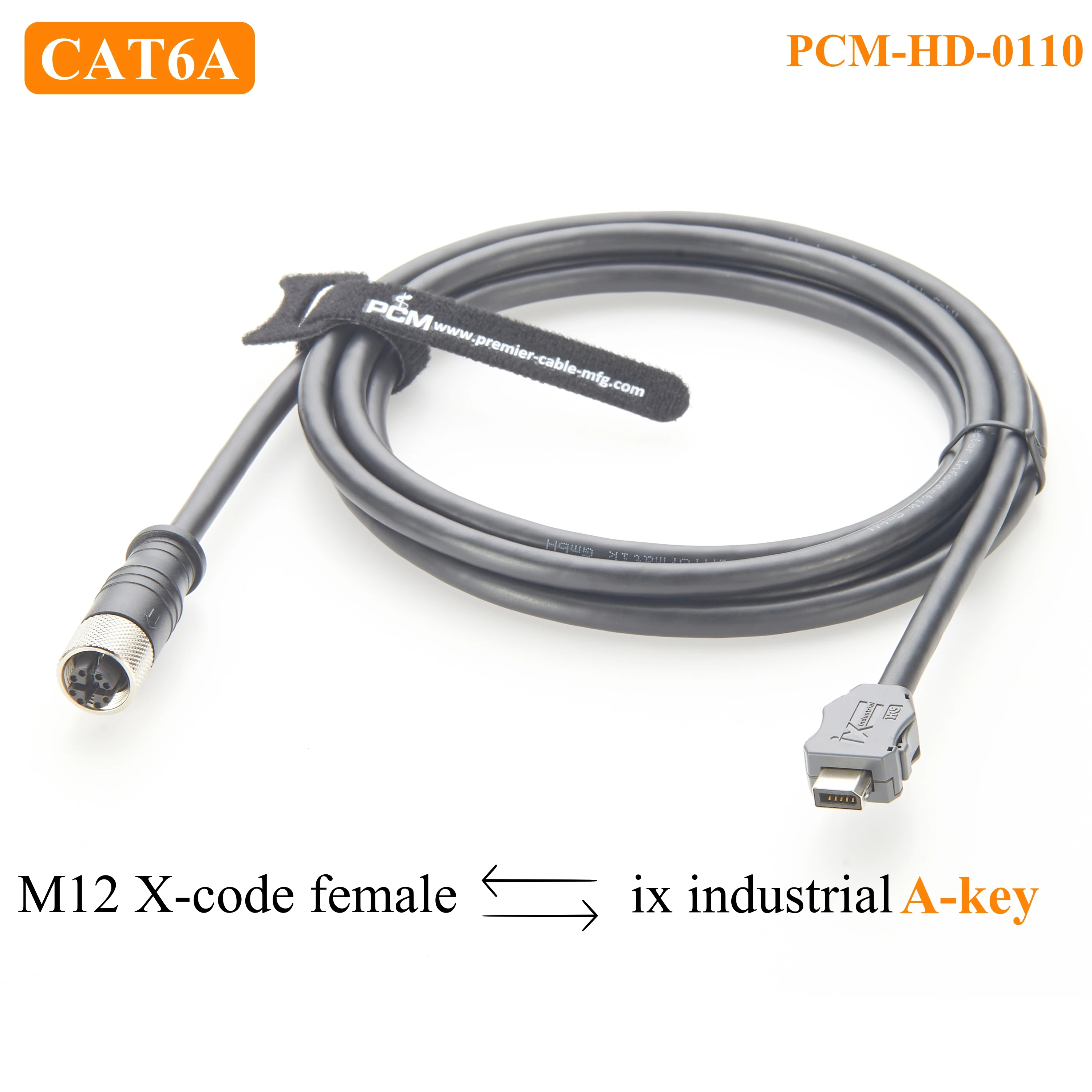 CAT6A 10Gbps IX Industrial to M12 X-Code Female Jack 8Pin Ethernet Profinet Cable for Machine Vision Cable Camera IPC Controller