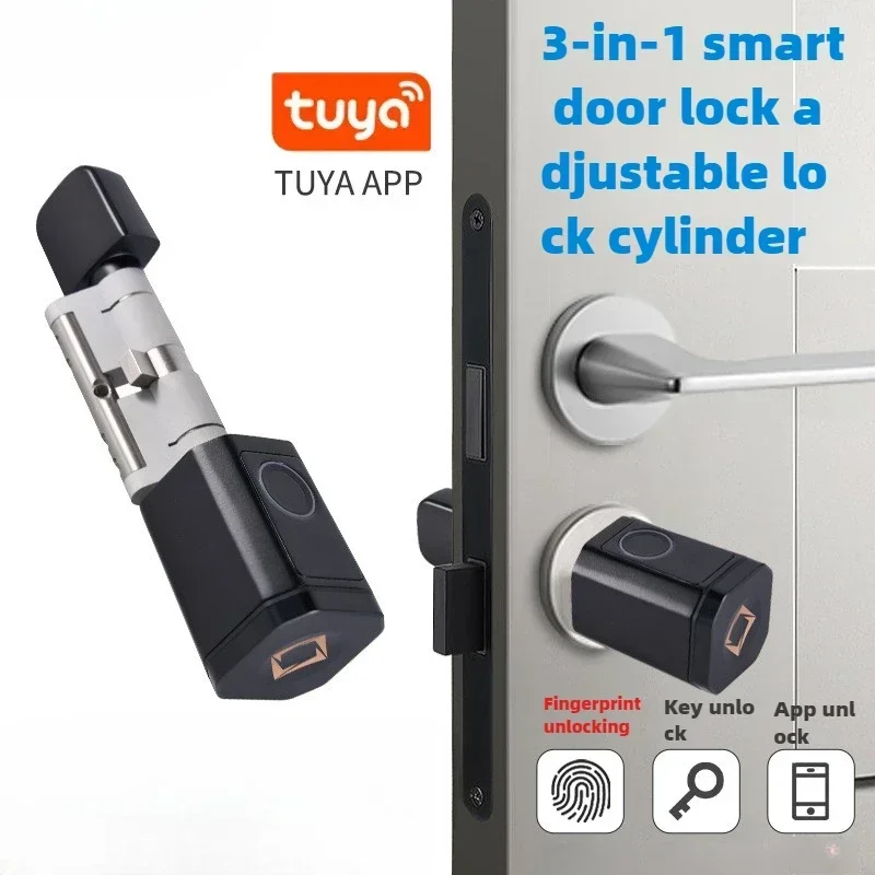 New Smart Door Lock Digital Keypad Code Key Card Remote Control Adjustable Home Apartment Tuya APP Fingerprint Cylinder Electron