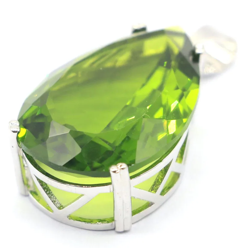 Buy 4 Get 1 Free 40x20mm Gorgeous Big Gemstone Pink Morganite Green Peridot Women Dating Sliver Pendant