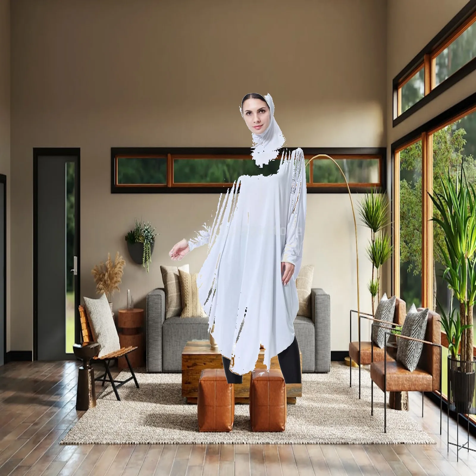Ladies Muslim Full Length Abaya Long Overhead Hijab Prayer Kaftan Robe