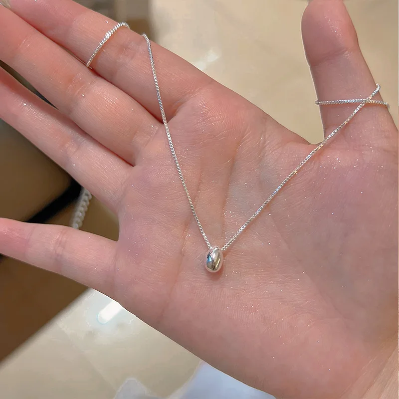 

Ожерелье из стерлингового серебра 925 пробы с маленькой фасолью, круглая подвеска в виде фасоли, роскошная индивидуальная милая цепочка на ключицу, ювелирные изделия для свадебной вечеринки