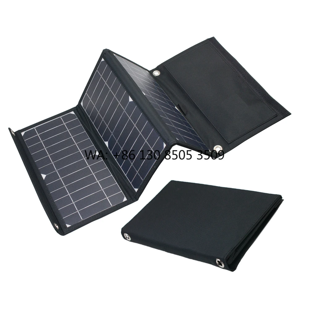 

EU Portable 21W Foldable Solar Panel CE 21% Efficiency 1KG Black 3 Months Warranty for iPhone iPad Pro/Air Camping Hiking