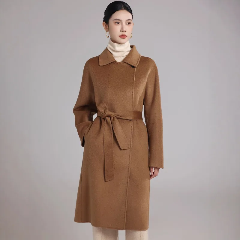 

2025 Elegant Autumn Winter Cashmere Wool Coat 10% Cashmere Women's Coat
