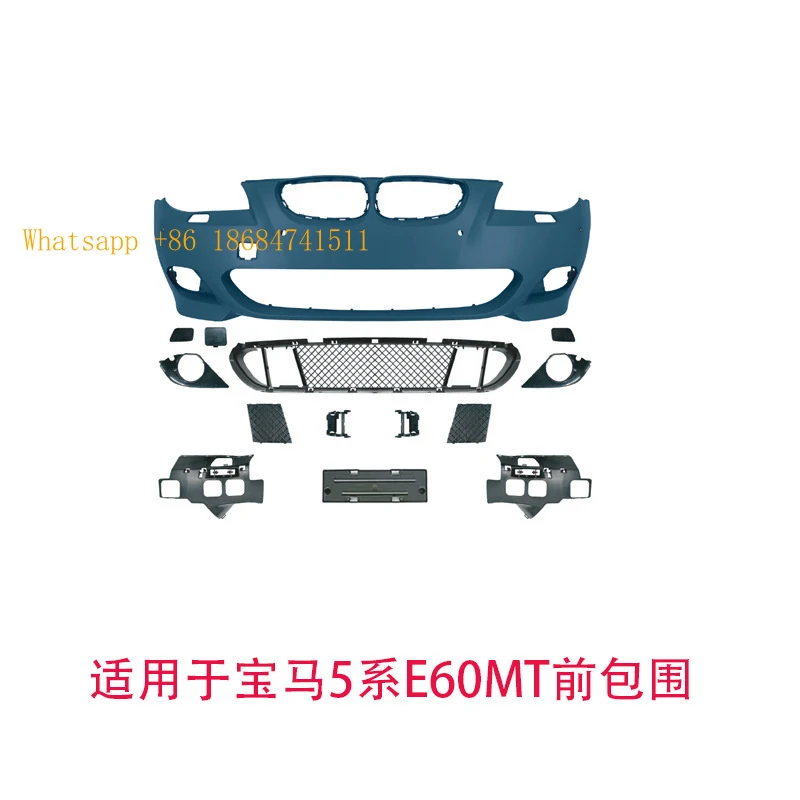 Fit Old 5 Series Style Front Rear Bumper Assembly Side Skirt 4 Outlet Exhaust Tip MT Upgrade Body Kit