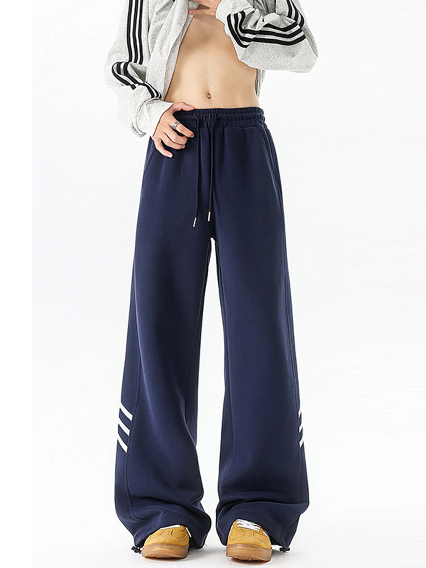 

Tall Men's k Blue Straight Leg Sport Pants American Sle Heavy Du Knife Wide Leg Casual Trousers for Autumn